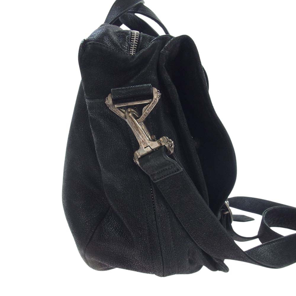 CHROME HEARTS クロムハーツ（原本無） LTHR MSSNGR オールレザー セメタリークロスパッチ ガンスリンガー ショルダー メッセンジャーバッグ ブラック系【中古】