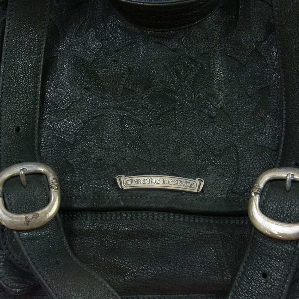 CHROME HEARTS クロムハーツ（原本無） LTHR MSSNGR オールレザー セメタリークロスパッチ ガンスリンガー ショルダー メッセンジャーバッグ ブラック系【中古】