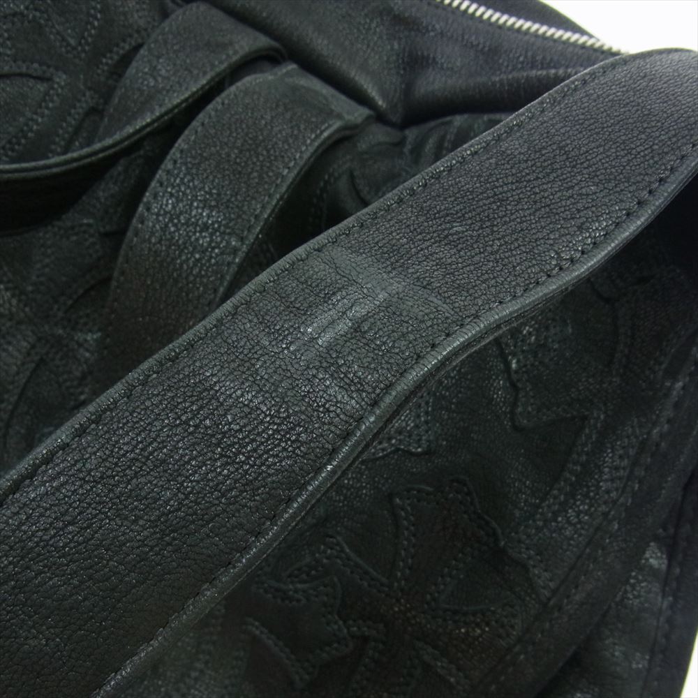 CHROME HEARTS クロムハーツ（原本無） LTHR MSSNGR オールレザー セメタリークロスパッチ ガンスリンガー ショルダー メッセンジャーバッグ ブラック系【中古】