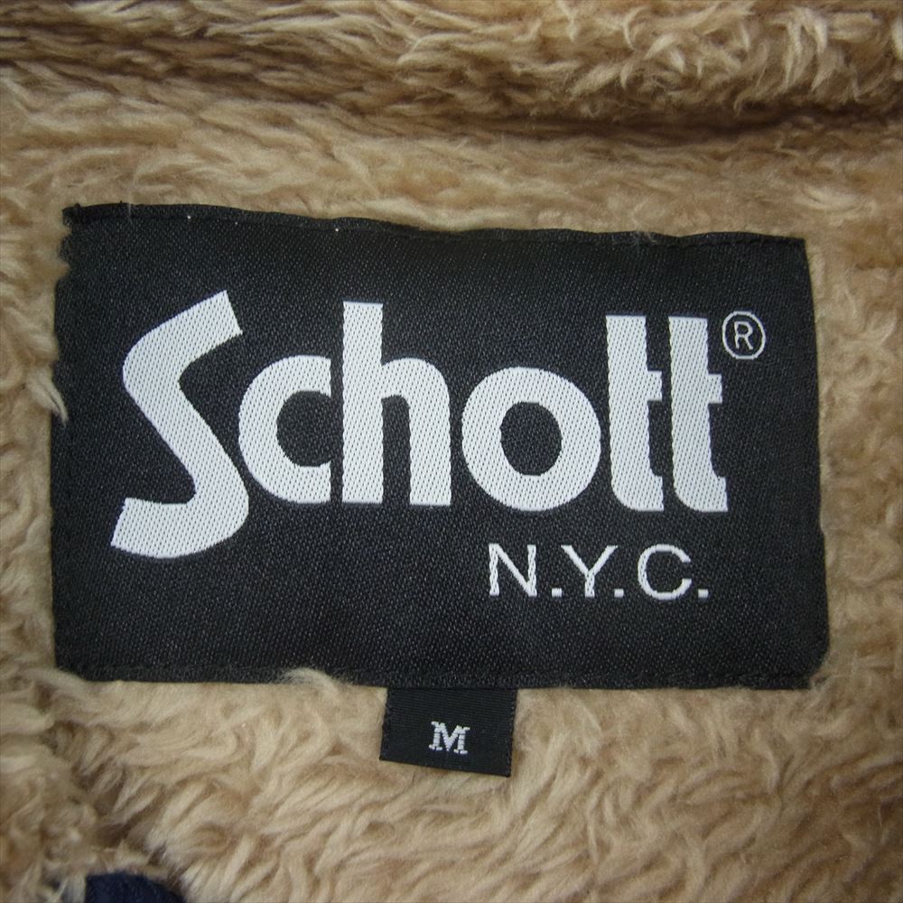 schott ショット 3182006 LEATHER POCKET RETROPILE JACKET レザー ポケット レトロパイル ジャケット ボア フリース 切替 ベージュ系 M【中古】