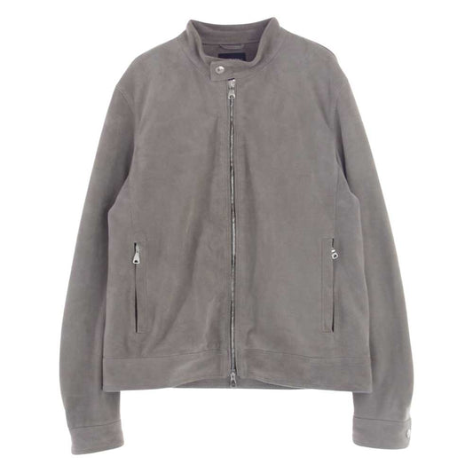 エンメティ JURI ユリ ゴートスエードレザー シングルライダース ジャケット グレー系 48【中古】