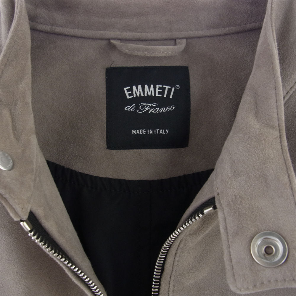 エンメティ JURI ユリ ゴートスエードレザー シングルライダース ジャケット グレー系 48【中古】