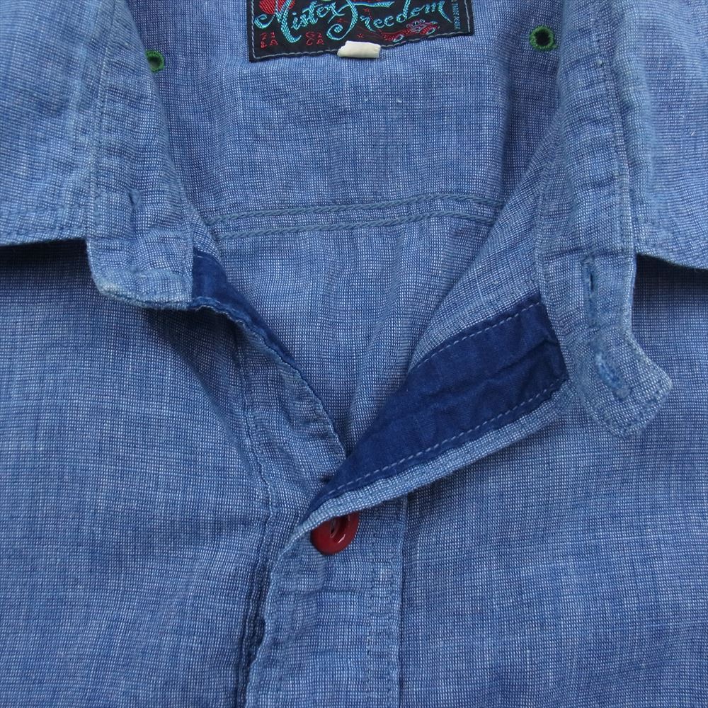 MR.FREEDOM ミスターフリーダム × シュガーケーン 3oz CHAMBRAY SECOYA SHIRT シャンブレー プルオーバー シャツ インディゴブルー系 M【中古】
