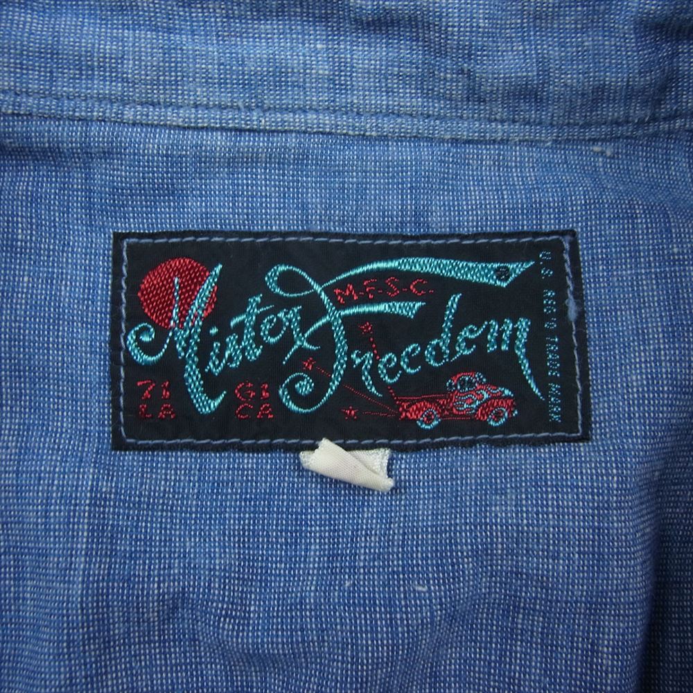 MR.FREEDOM ミスターフリーダム × シュガーケーン 3oz CHAMBRAY SECOYA SHIRT シャンブレー プルオーバー シャツ インディゴブルー系 M【中古】