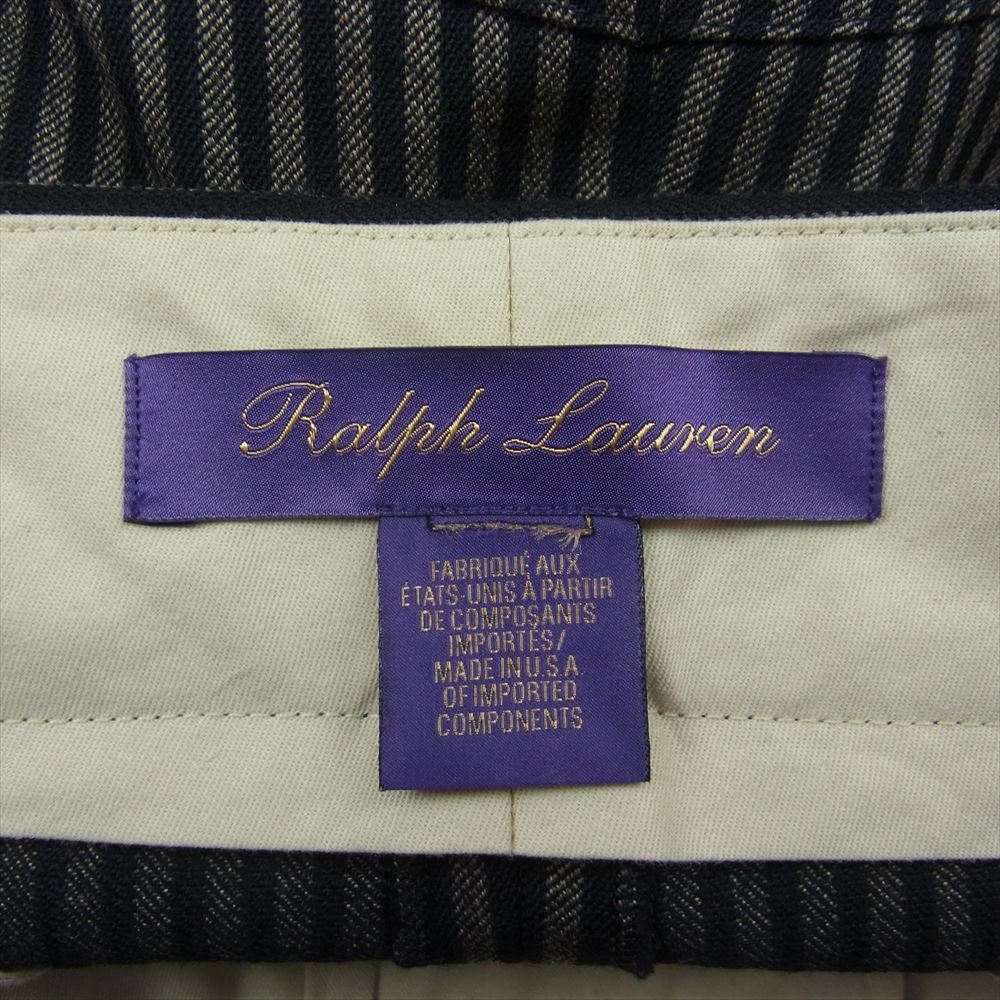 RALPH LAUREN ラルフローレン Purple Label パープルレーベル 50th anniversary ストライプ トラウザー パンツ ブラック系【美品】【中古】