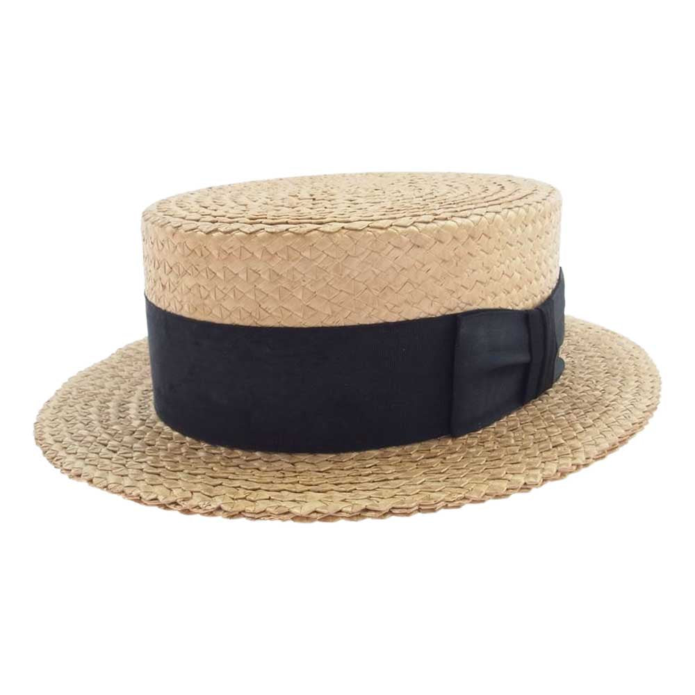 ステットソン ストローブレード カンカン帽 帽子 ハット ライトブラウン系 7 1/4【中古】