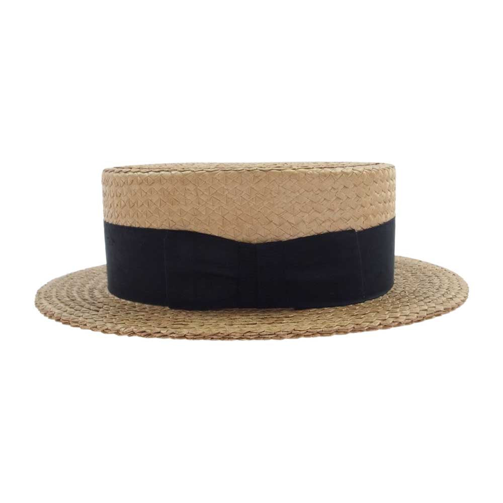 ステットソン ストローブレード カンカン帽 帽子 ハット ライトブラウン系 7 1/4【中古】