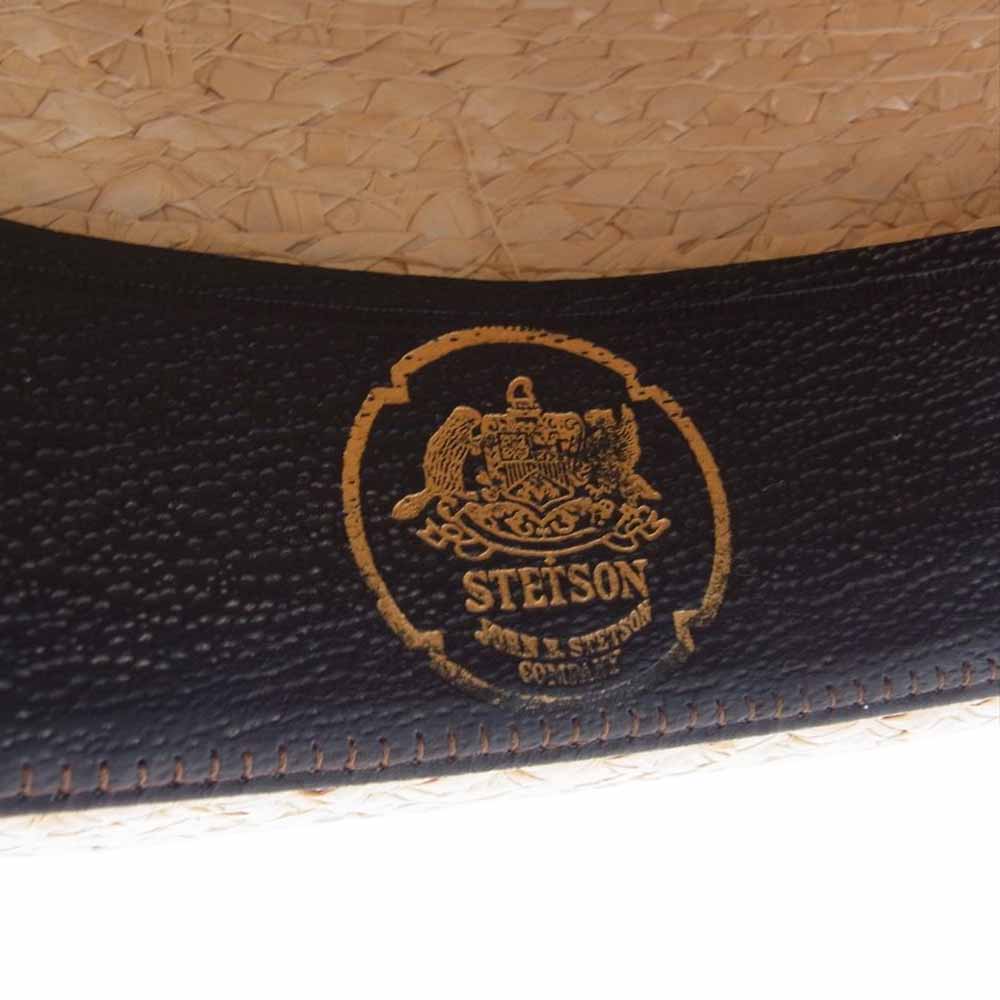ステットソン ストローブレード カンカン帽 帽子 ハット ライトブラウン系 7 1/4【中古】