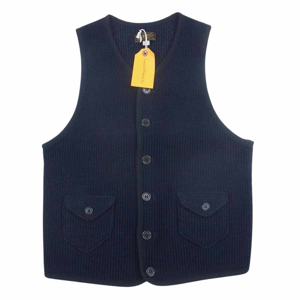 AT LAST アットラスト INDIGO SWEATER VEST インディゴ セーター ニット ベスト ネイビー系 36【中古】