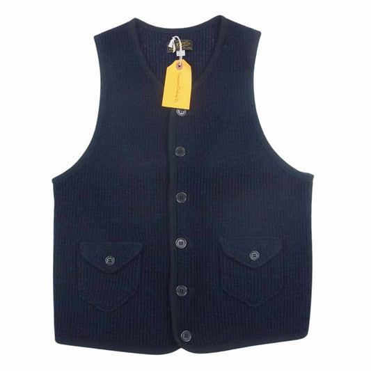 AT LAST アットラスト INDIGO SWEATER VEST インディゴ セーター ニット ベスト ネイビー系 36【中古】