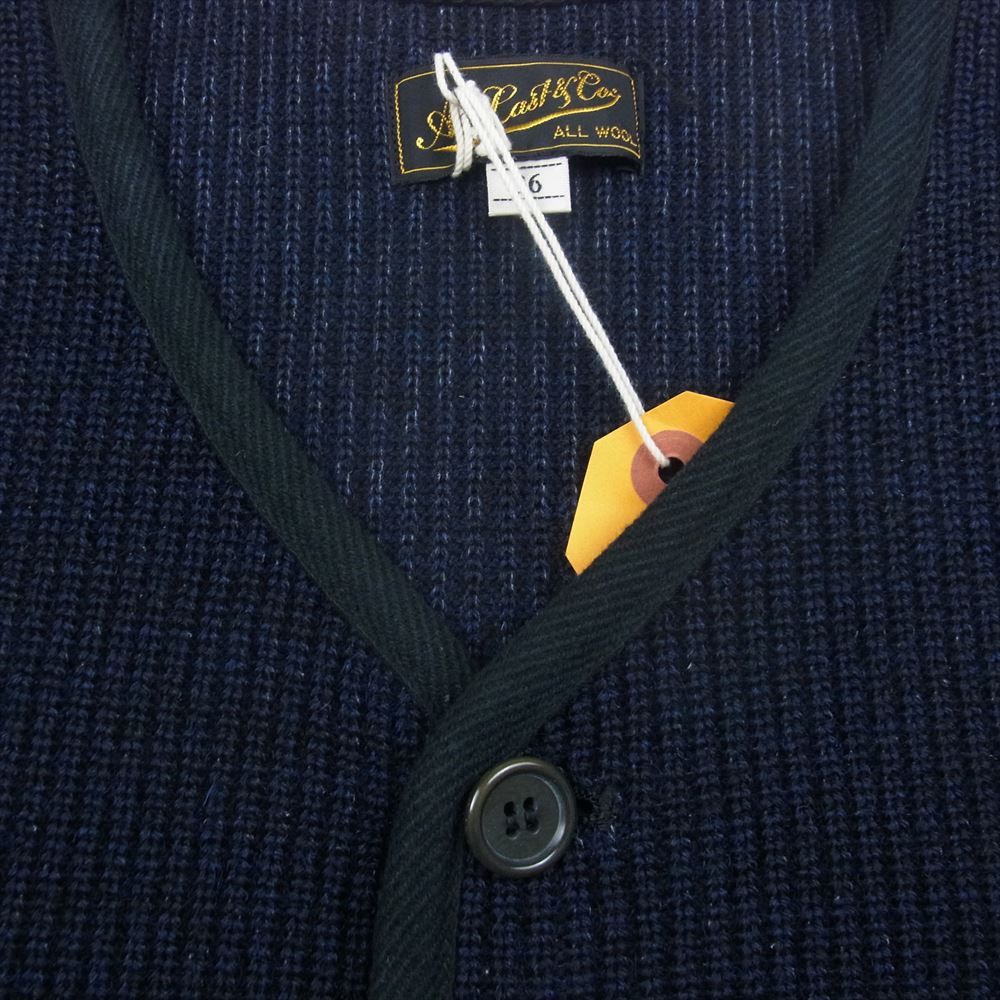 AT LAST アットラスト INDIGO SWEATER VEST インディゴ セーター ニット ベスト ネイビー系 36【中古】