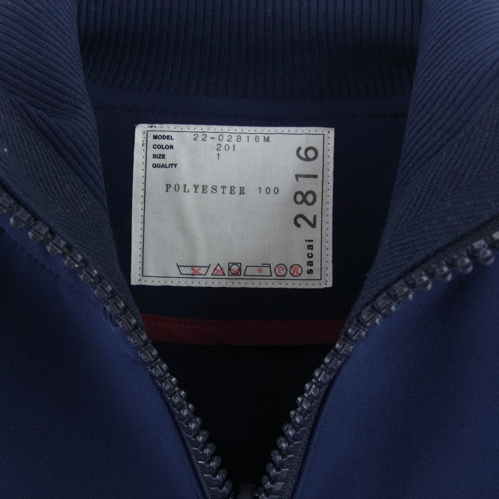 Sacai サカイ 22AW 22-02816M Technical Jersey Zip Up Blouson テクニカル ジャージ ジップアップ ブルゾン トラック ジャケット ネイビー系 1【新古品】【未使用】【中古】