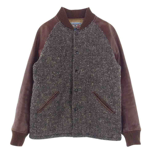 BOOTLEGGERS REUNION ブートレガーズ リユニオン スピードスター ジャケット ツイード レザー 切替 スタジャン スタジアム ジャケット ブラウン系 S【中古】