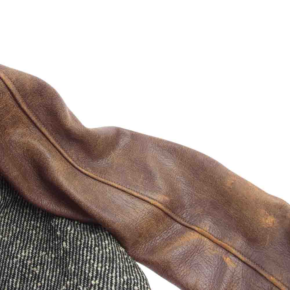 BOOTLEGGERS REUNION ブートレガーズ リユニオン スピードスター ジャケット ツイード レザー 切替 スタジャン スタジアム ジャケット ブラウン系 S【中古】