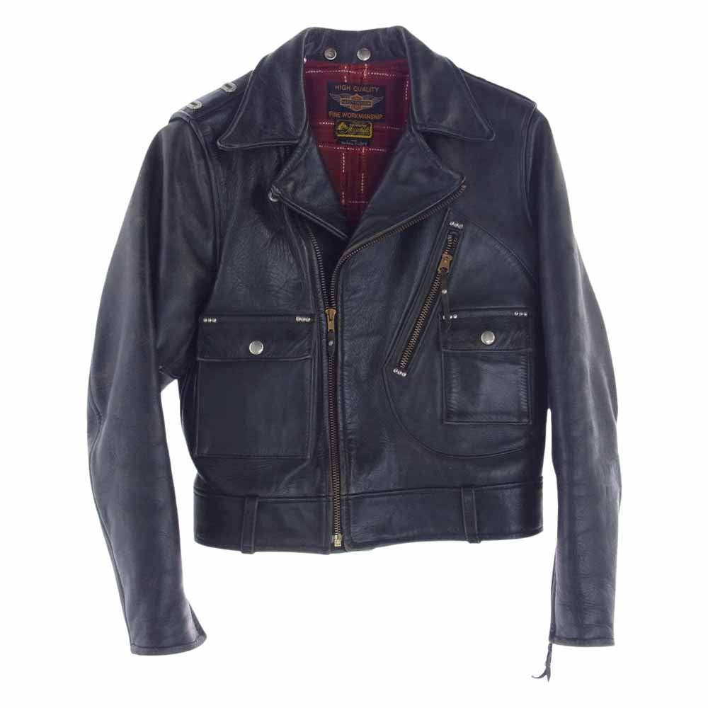 The REAL McCOY'S ザリアルマッコイズ × HARLEY-DAVIDSON ハーレーダビッドソン レザー ダブル ライダース ジャケット ブラック系 36【中古】