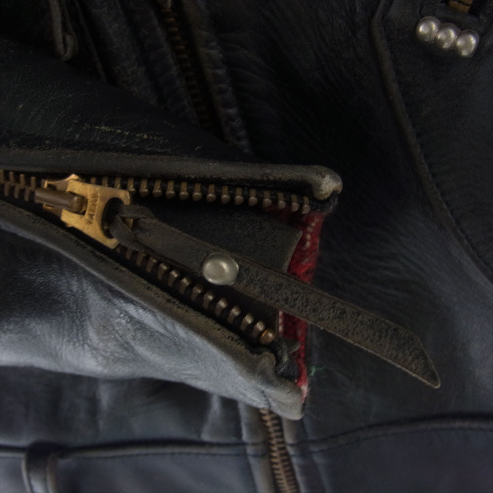 The REAL McCOY'S ザリアルマッコイズ × HARLEY-DAVIDSON ハーレーダビッドソン レザー ダブル ライダース ジャケット ブラック系 36【中古】