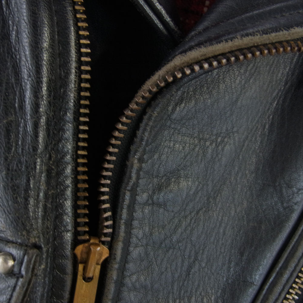 The REAL McCOY'S ザリアルマッコイズ × HARLEY-DAVIDSON ハーレーダビッドソン レザー ダブル ライダース ジャケット ブラック系 36【中古】