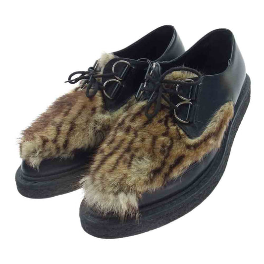 SAINT LAURENT サンローラン 362253 Fur Creepers ファー クリーパー レザーシューズ  ブラック系 42【中古】