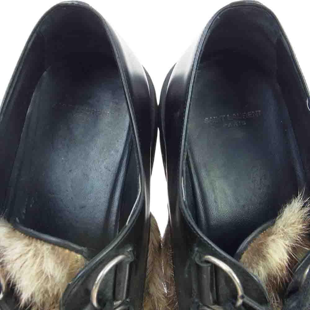 SAINT LAURENT サンローラン 362253 Fur Creepers ファー クリーパー レザーシューズ  ブラック系 42【中古】