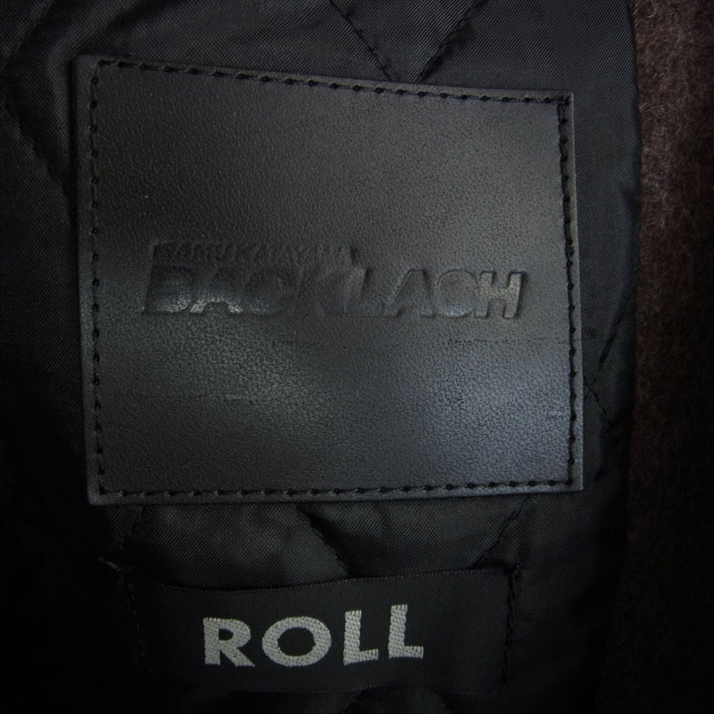 ISAMUKATAYAMA BACKLASH イサムカタヤマバックラッシュ RO-BZ-03L XX ROLL WOOL-NYLON MELTON + OILED HORSE VARSITY JACKET メルトン レザー ジャケット ブラウン系 M【中古】