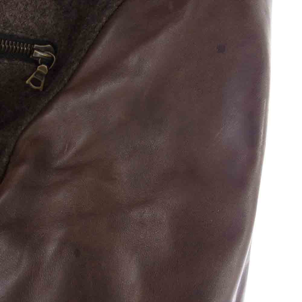 ISAMUKATAYAMA BACKLASH イサムカタヤマバックラッシュ RO-BZ-03L XX ROLL WOOL-NYLON MELTON + OILED HORSE VARSITY JACKET メルトン レザー ジャケット ブラウン系 M【中古】
