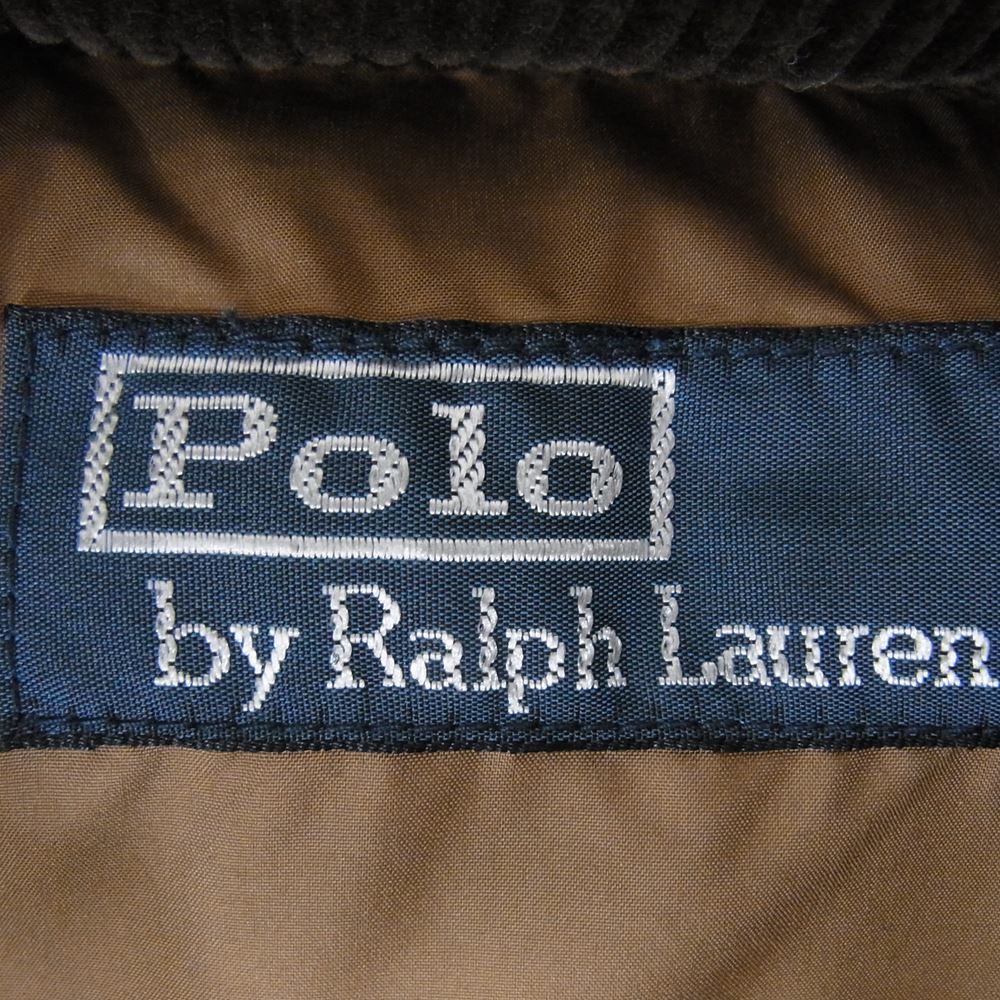 POLO RALPH LAUREN ポロ・ラルフローレン 千鳥格子 スエードレザー 切替 ウール ダウン ベスト ブラウン系 L【中古】