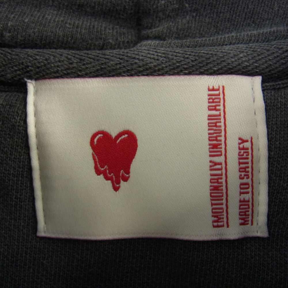 EMOTIONALLY UNAVAILABLE EU-AW23-HD3 プリント プルオーバー パーカー グレー系 L【中古】