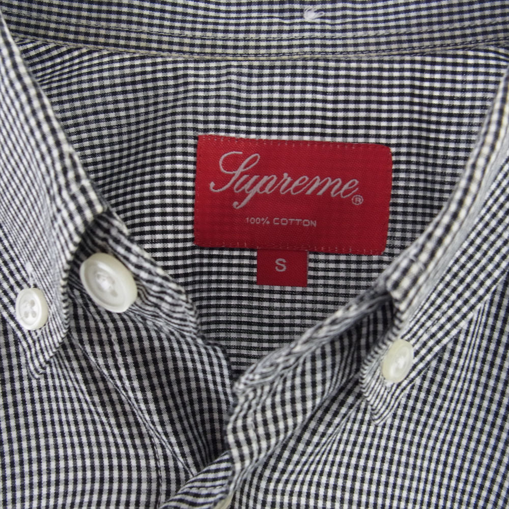 Supreme シュプリーム 14SS Mini Gingham Shirt ミニ ギンガムチェック 半袖 シャツ ブラック系 ホワイト系 S【中古】