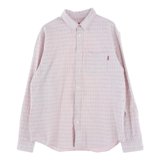 Supreme シュプリーム 20SS jacquard logos denim shirt ジャガード ロゴ デニム シャツ ピンク系 M【中古】