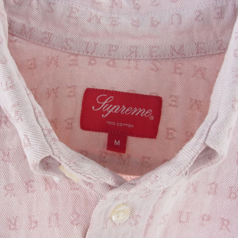 Supreme シュプリーム 20SS jacquard logos denim shirt ジャガード ロゴ デニム シャツ ピンク系 M【中古】