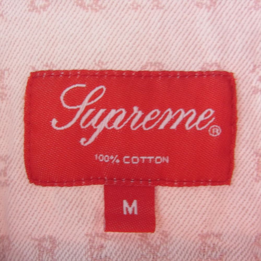 Supreme シュプリーム 20SS jacquard logos denim shirt ジャガード ロゴ デニム シャツ ピンク系 M【中古】