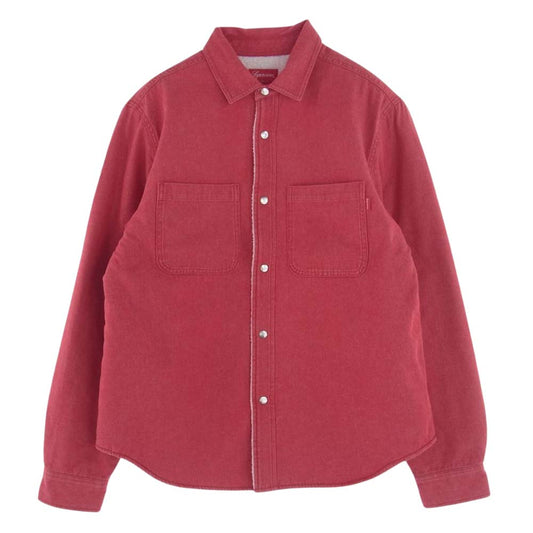Supreme シュプリーム 18AW Sherpa Lined Denim Shirt バックロゴエンボス シェルパ 裏ボア フリースライニング デニム シャツ ジャケット レッド系 M【中古】