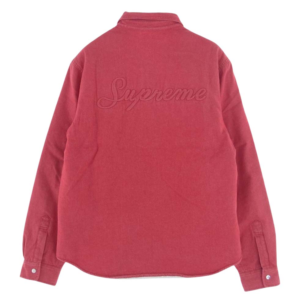 Supreme シュプリーム 18AW Sherpa Lined Denim Shirt バックロゴエンボス シェルパ 裏ボア フリースライニング デニム シャツ ジャケット レッド系 M【中古】