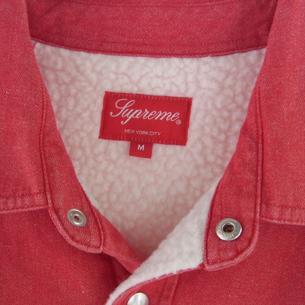 Supreme シュプリーム 18AW Sherpa Lined Denim Shirt バックロゴエンボス シェルパ 裏ボア フリースライニング デニム シャツ ジャケット レッド系 M【中古】