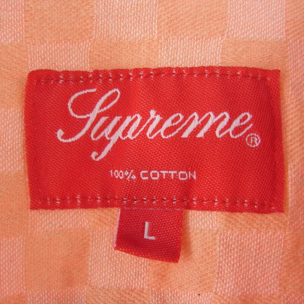 Supreme シュプリーム 18AW Checkered Denim Shirt Peach チェッカード デニム シャツ ピーチ 長袖 シャツ オレンジ系 L【中古】