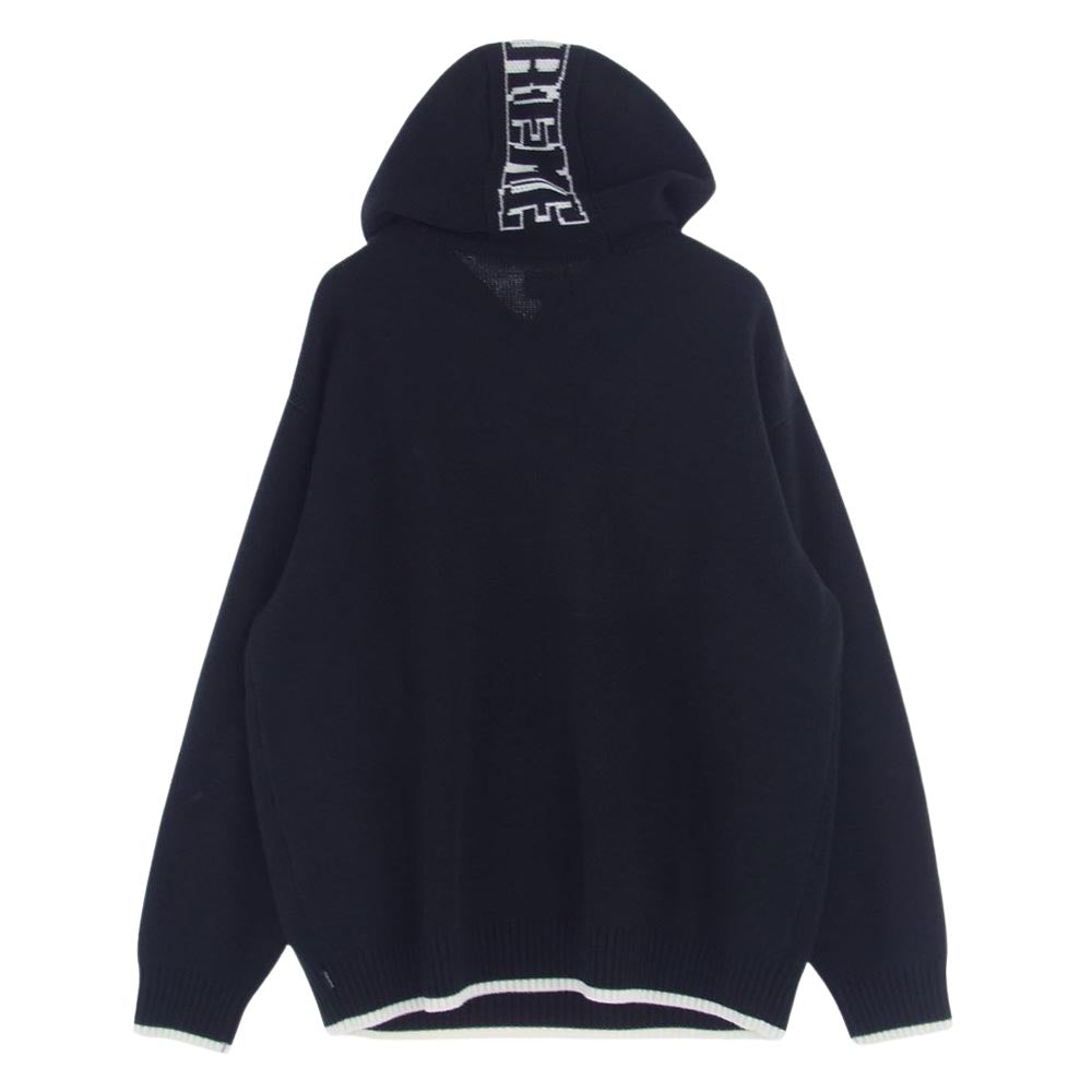 Supreme シュプリーム 21AW 2-Tone Hooded Sweater フーデッド プルオーバー ニット パーカー ブラック系 L【中古】