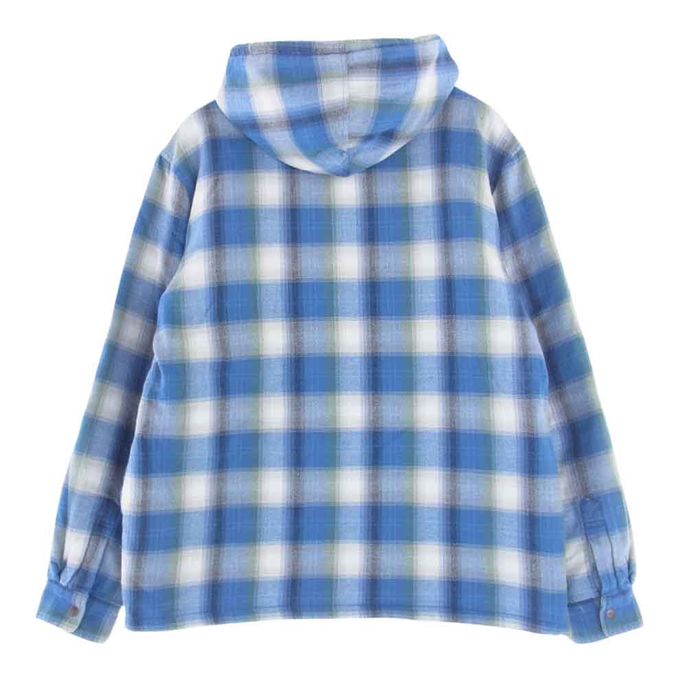 Supreme シュプリーム 19AW Quilted Hooded Plaid Shirt キルティング フーデッド プレイド チェック シャツ パーカー ライトブルー系 M【中古】