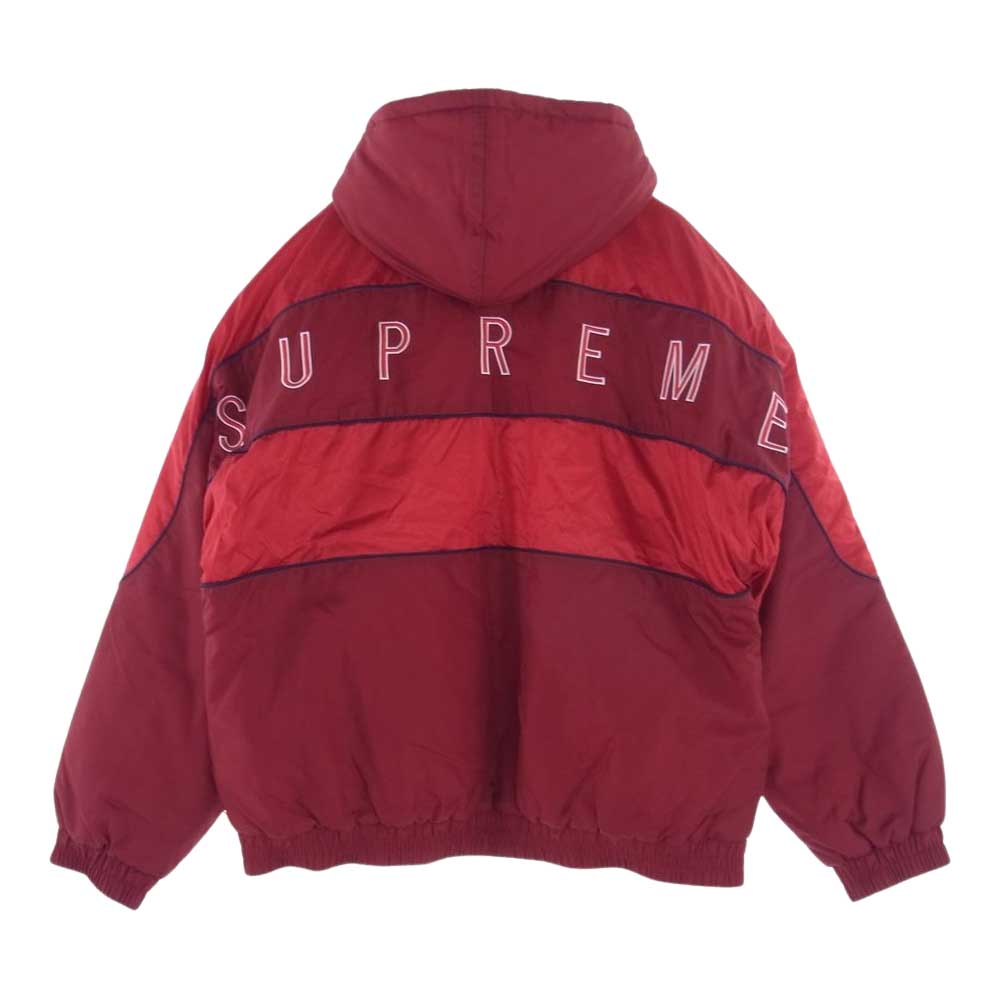 Supreme シュプリーム 19AW Sports Piping Puffy Jacket スポーツ パイピング パフィー 中綿 フード ジャケット レッド系 L【美品】【中古】