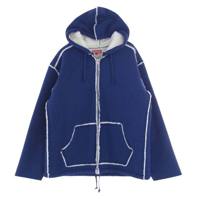 Supreme シュプリーム 21AW Faux Shearling Hooded Jacket フェイク シャーリング フーデッド ジャケット ブルー系 L【中古】