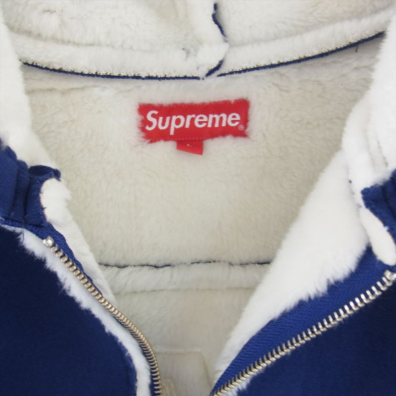 Supreme シュプリーム 21AW Faux Shearling Hooded Jacket フェイク シャーリング フーデッド ジャケット ブルー系 L【中古】