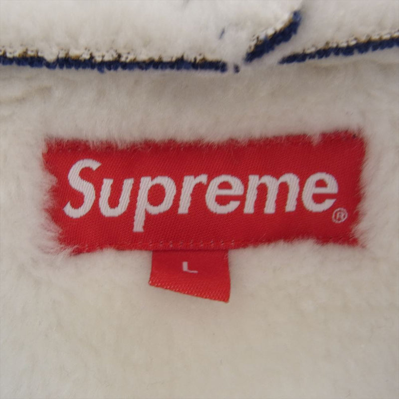 Supreme シュプリーム 21AW Faux Shearling Hooded Jacket フェイク シャーリング フーデッド ジャケット ブルー系 L【中古】