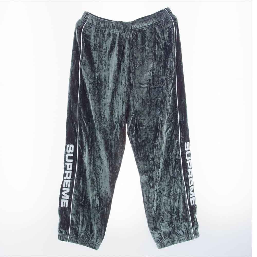 Supreme シュプリーム Crushed Velvet Track Pant クラッシュ ベルベット トラックパンツ グリーン系 M【中古】