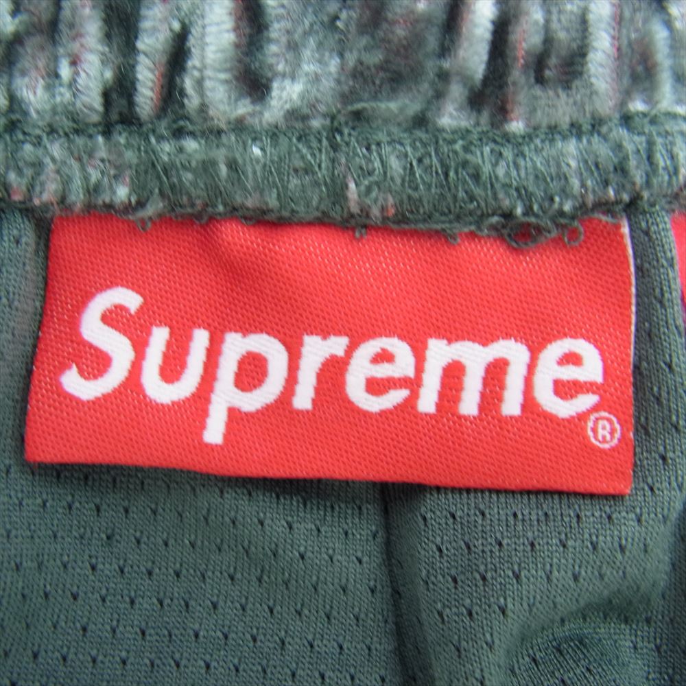 Supreme シュプリーム Crushed Velvet Track Pant クラッシュ ベルベット トラックパンツ グリーン系 M【中古】