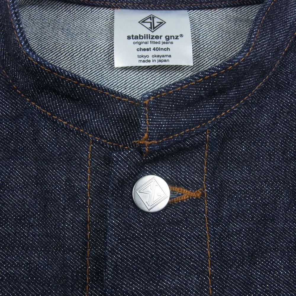 STABILIZER GNZ lot.8-38 STAND COLLAR JACKET TYPE-2 タイプ2 スタンドカラー デニム ジャケット インディゴブルー系 40【中古】