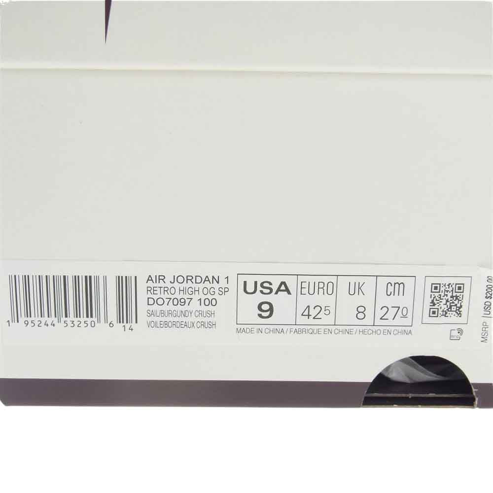 NIKE ナイキ DO7097-100 × A Ma Maniere アママニエール Air Jordan 1 エアジョーダン RETRO High OG Sail and Burgundy レトロ ハイ OG セイルアンドバーガンディ スニーカー グレー系 27cm【中古】