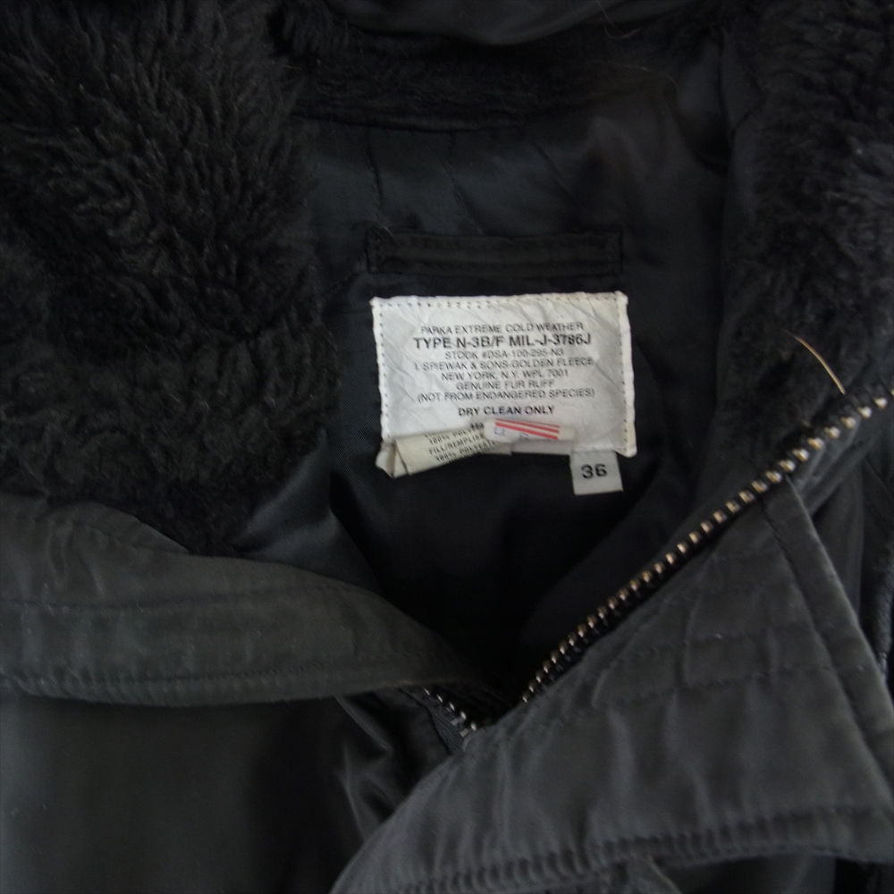 SPIEWAK スピーワック 1N3BFC アメリカ製 N-3B フライトジャケット ナイロン 中綿 ジャケット ブラック系 36【中古】