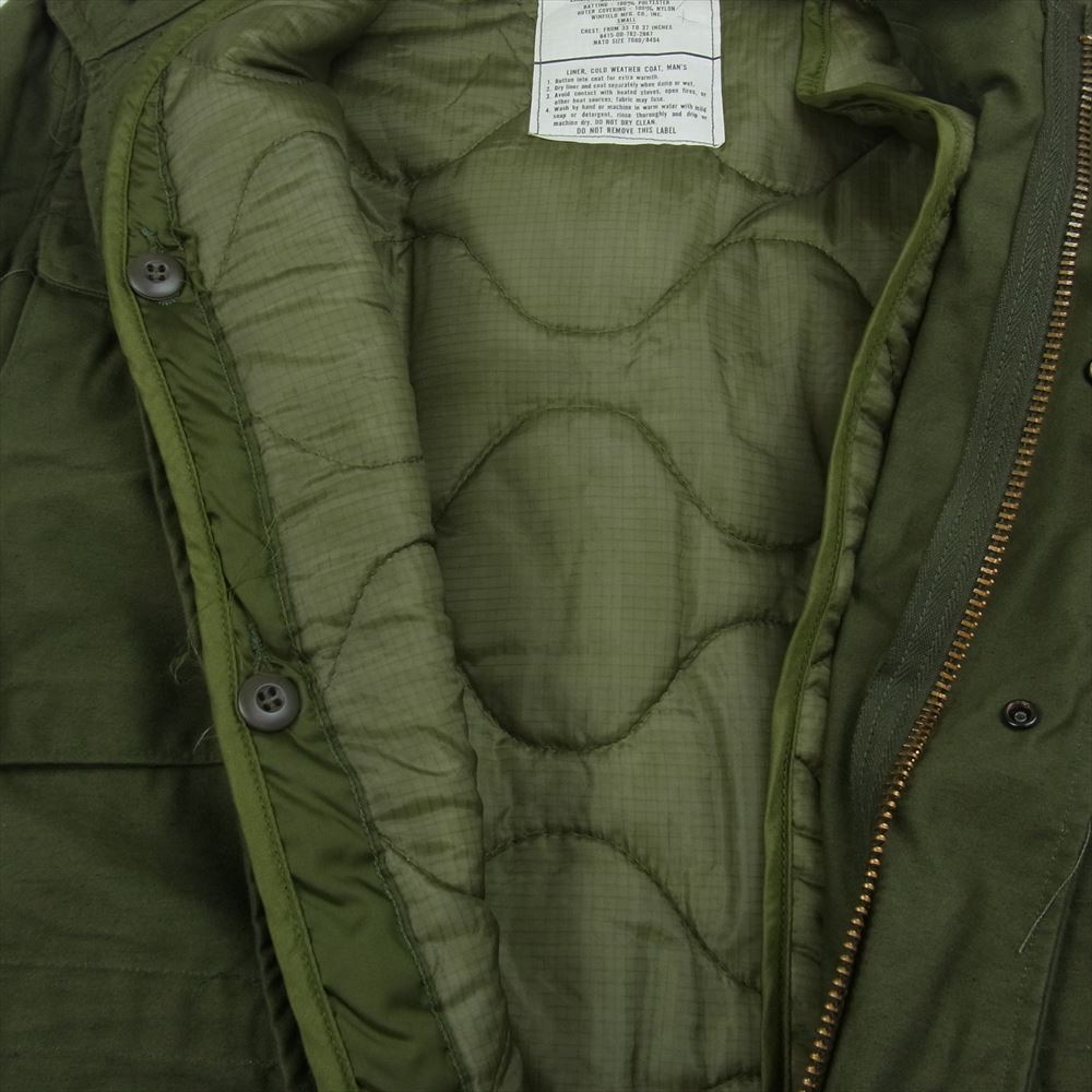 ヴィンテージ 8415-00-782-2936 DSA100-76-C-1704 70s vintage 米軍実物 US ARMY M-65 中綿 キルティング ライナー付き ヴィンテージ フィールドジャケット カーキ系 S【中古】