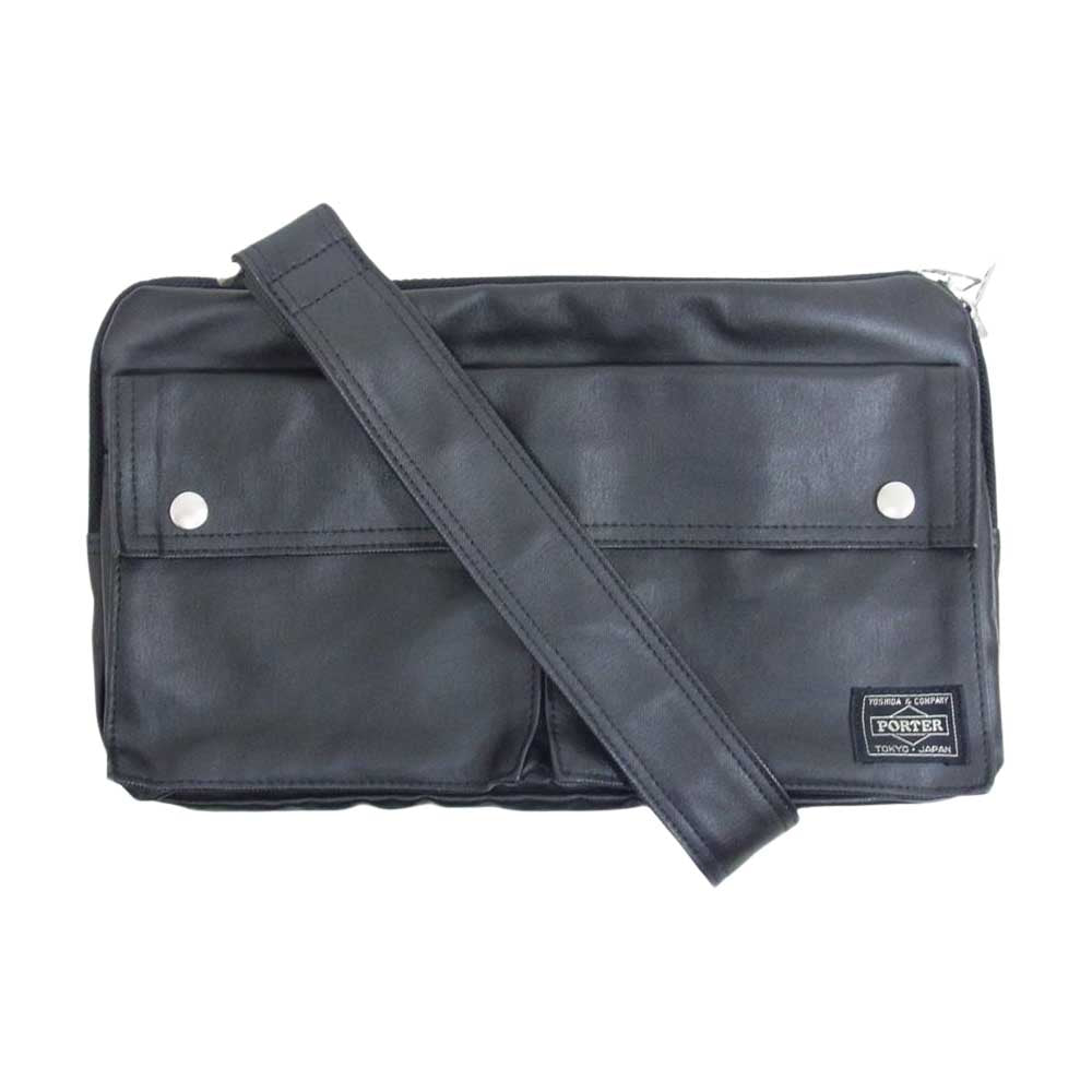 PORTER ポーター 707-07144 ウレタンコーティング フリースタイル ショルダーバッグ ブラック系【中古】