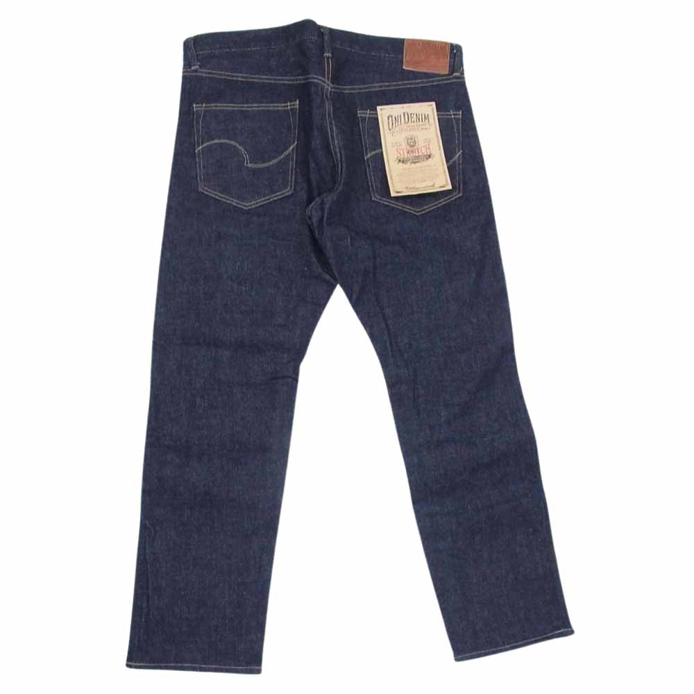 鬼デニム ONI-122S リラックス テーパード 15oz スラブ ストレッチ デニム パンツ インディゴブルー系 34【美品】【中古】