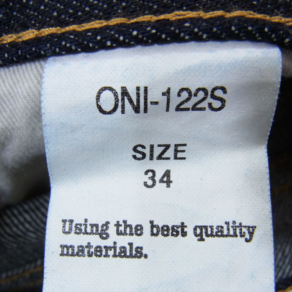 鬼デニム ONI-122S リラックス テーパード 15oz スラブ ストレッチ デニム パンツ インディゴブルー系 34【美品】【中古】